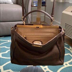 Fendi Peek-a-boo tote bag gorgeous bronze color